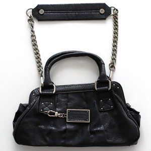 Simply Vera Vera Wang Black Leather Metal Chain Shoulder Bag